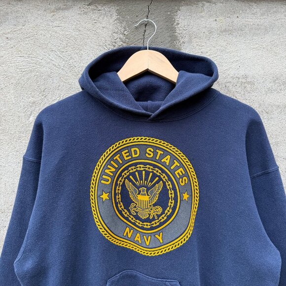 90's USN Vintage Navy Crest Hoodie - Picture 4 of 5